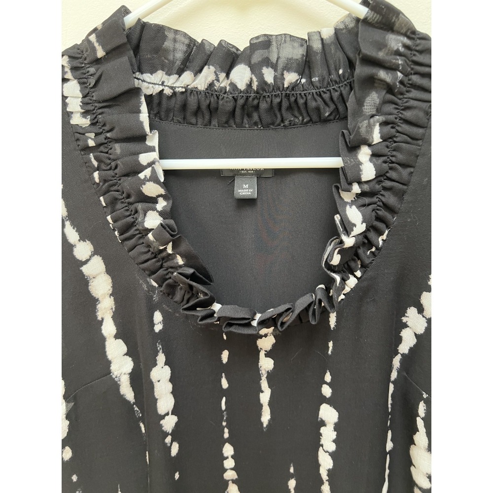 Women's Sleeveless Top Silk Cotton Blend Ruffles Around Neck‎ black Dressy Fun - Picture 3 of 9